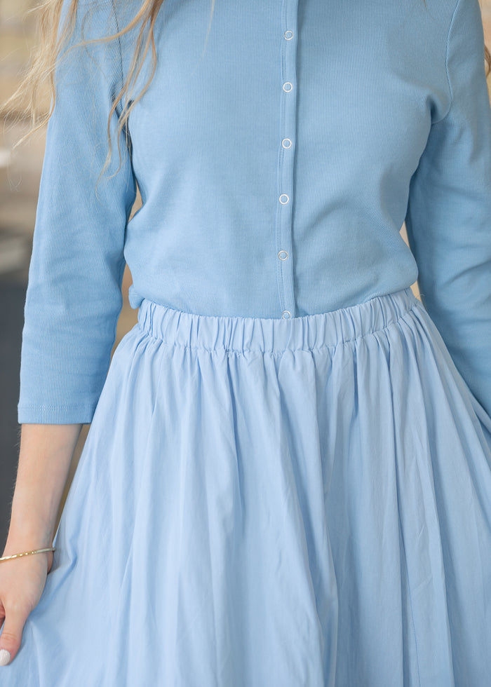 Light Blue Knit Cardigan & Skirt Set FF Tops