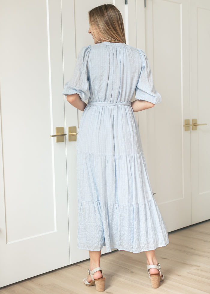 Light Blue Waist Tie Maxi Dress FF Dresses