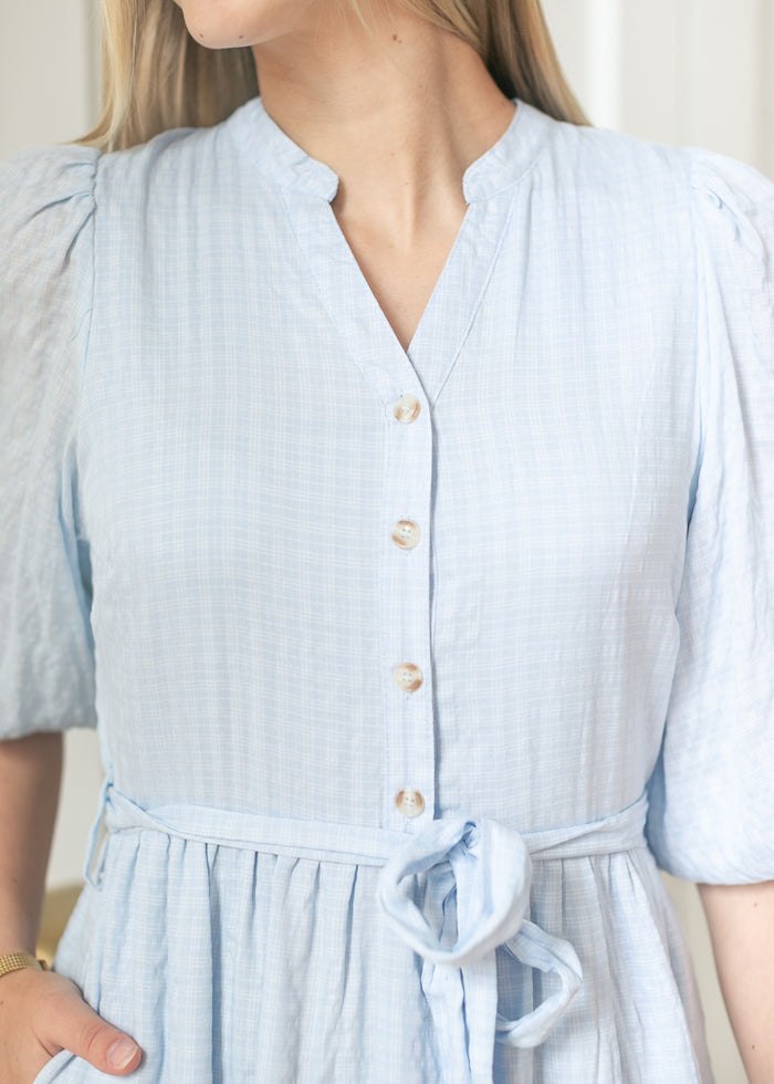 Light Blue Waist Tie Maxi Dress FF Dresses