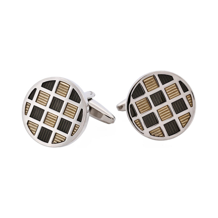 Light & Dark Grey Check Enamel Cufflinks