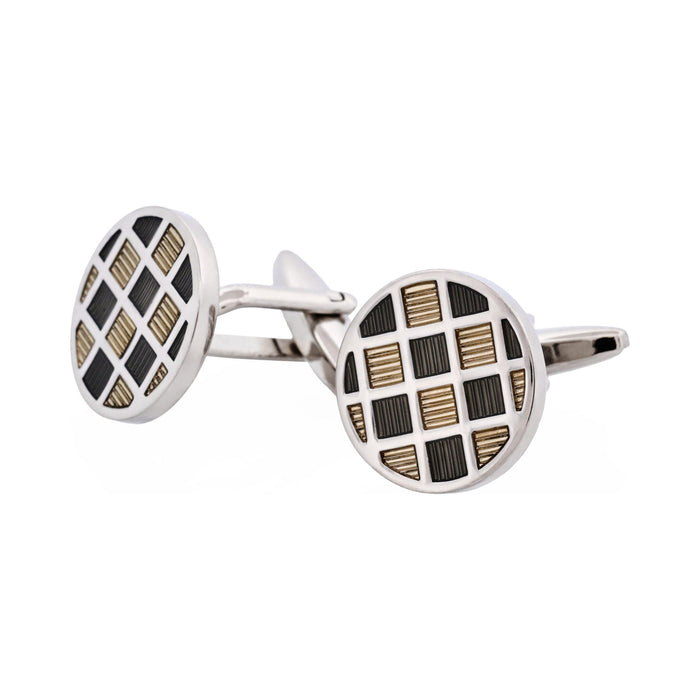 Light & Dark Grey Check Enamel Cufflinks