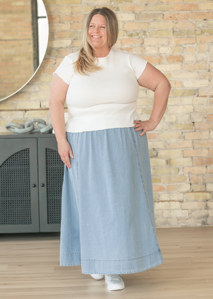 Light Wash Denim A-Line Maxi Skirt FF Skirts 1XL