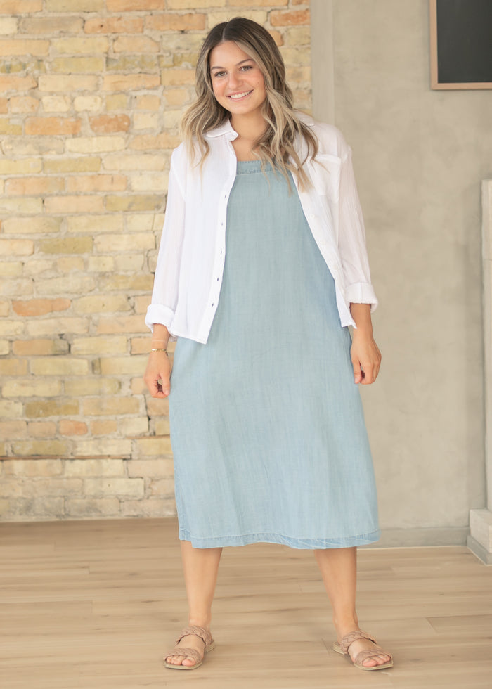 Light Wash Lightweight Tencel Tank Maxi Dress FF Dresses