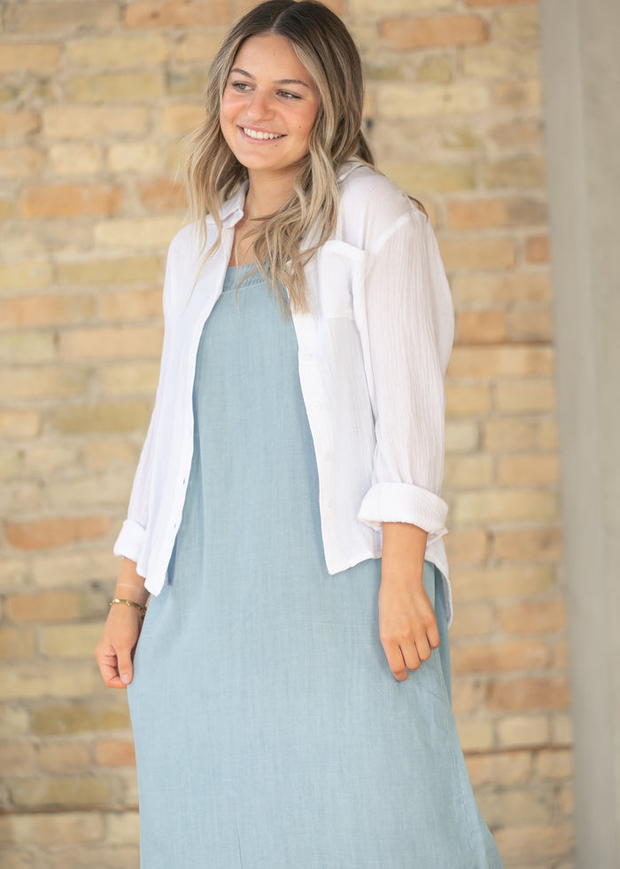Light Wash Lightweight Tencel Tank Maxi Dress FF Dresses