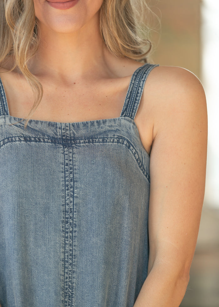 Lightweight Denim Tank Maxi Dress FF Dresses