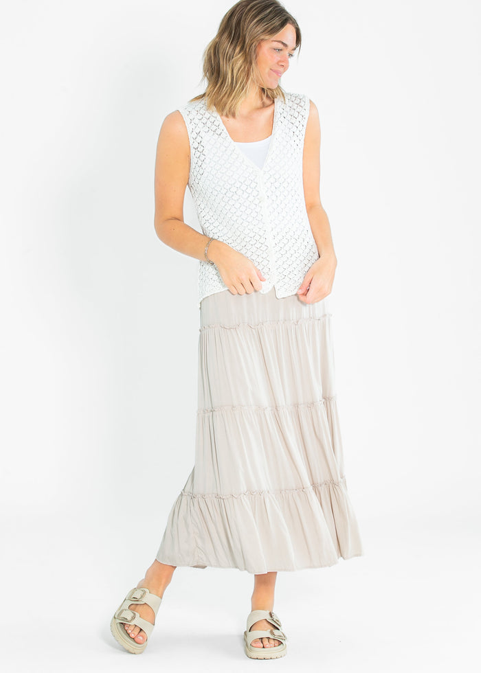 Lightweight Knit Button Up Sleeveless Top FF Tops