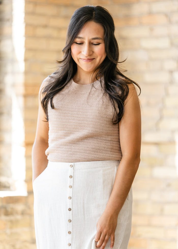 Lightweight Knit Sweater Tank Top FF Tops Taupe / S/M