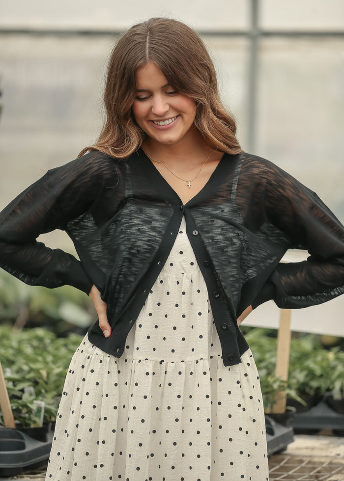 Black Lightweight V Neck Cardigan FF Layering Essentials