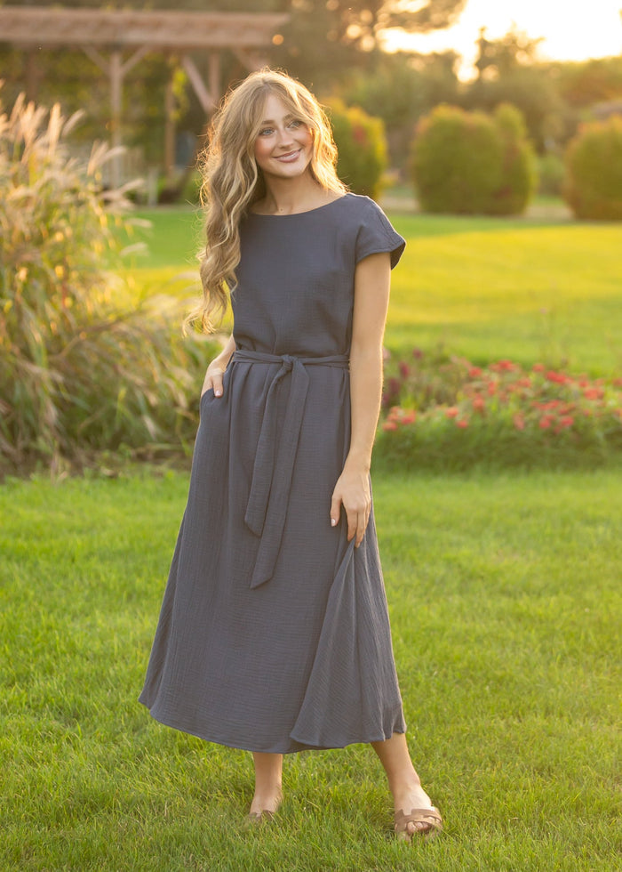 Lily Gauze Belted Midi Dress IC Dresses XS