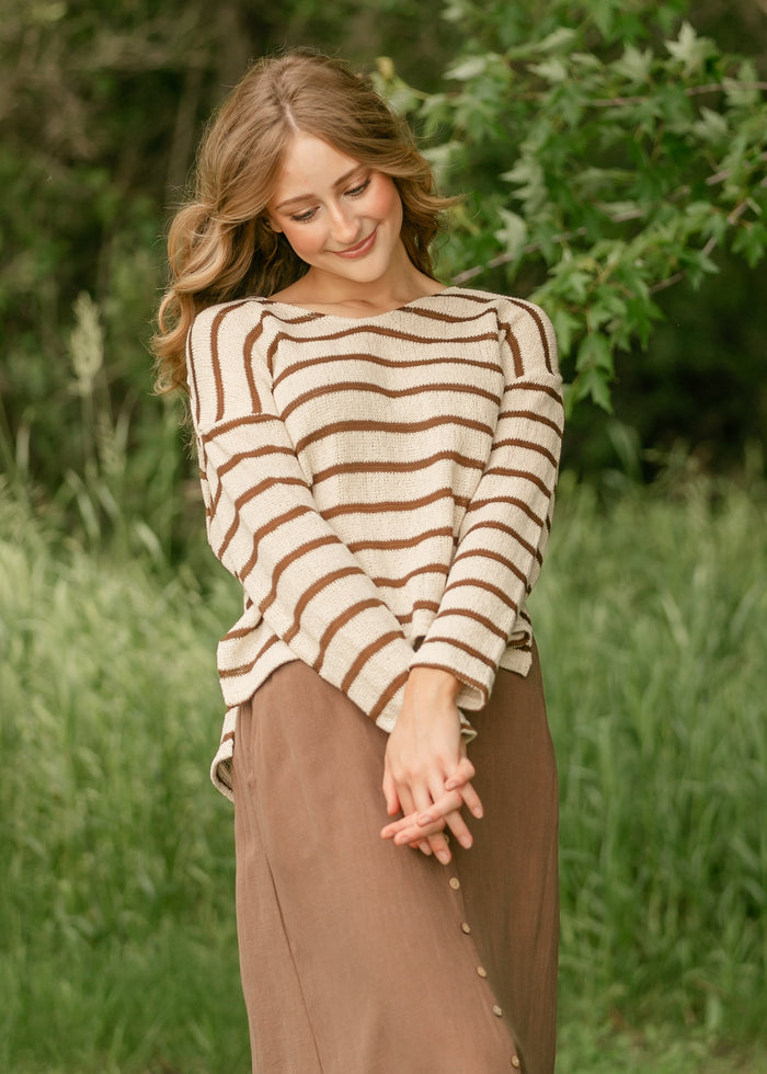 Lingering Light Striped Top FF Tops