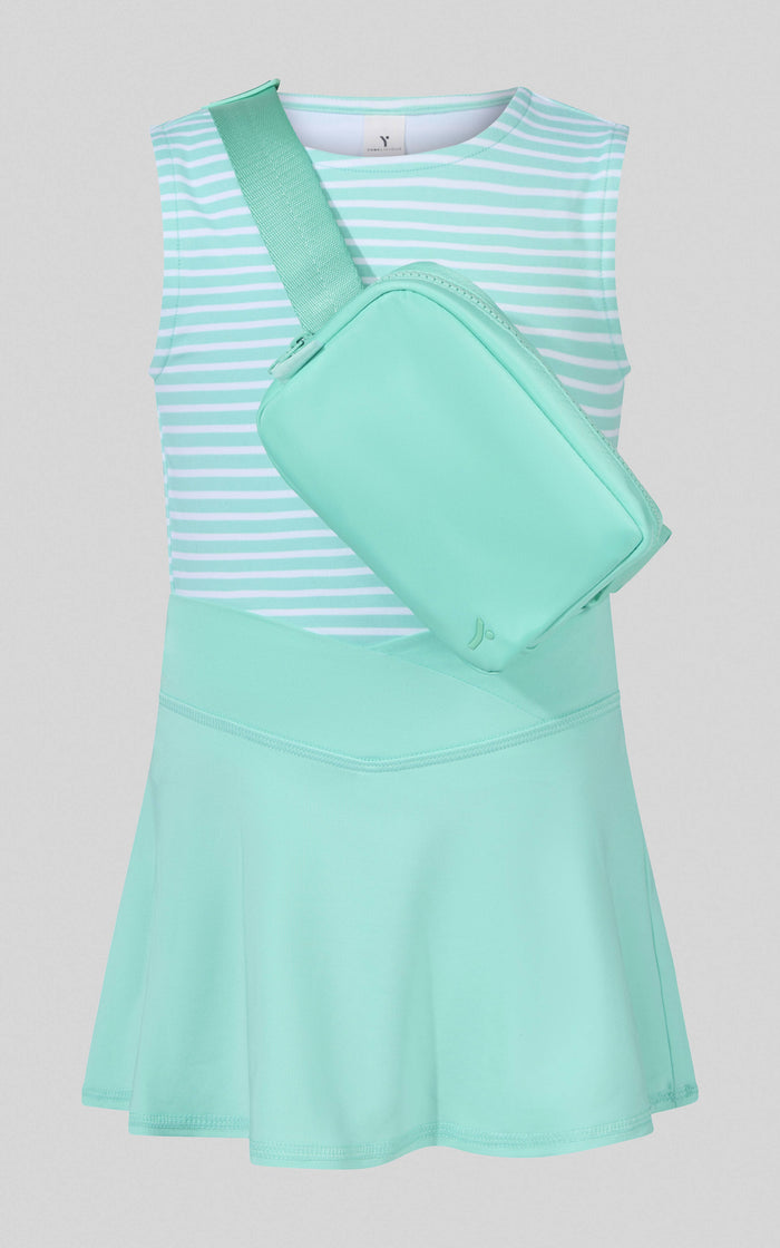Little Girls Tank, Crossover Skort, Fanny bag Set - Ocean Spalsh