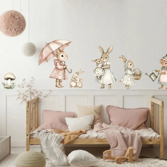Live Vida Rabbit Textile Wall Sticker Set - Pink - ebebek