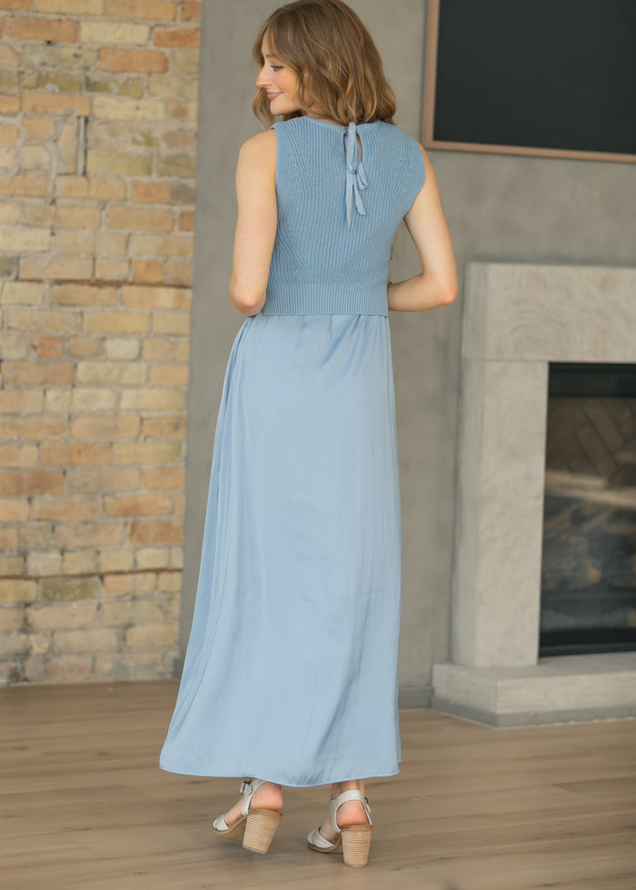 LIVERPOOL® Blue Sleeveless Tie Back Sweater Maxi Dress FF Dresses