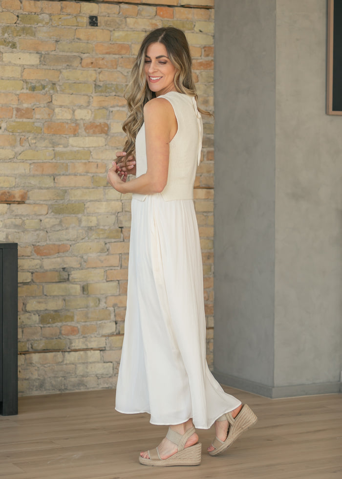 LIVERPOOL® Cream Sleeveless Tie Back Sweater Maxi Dress FF Dresses