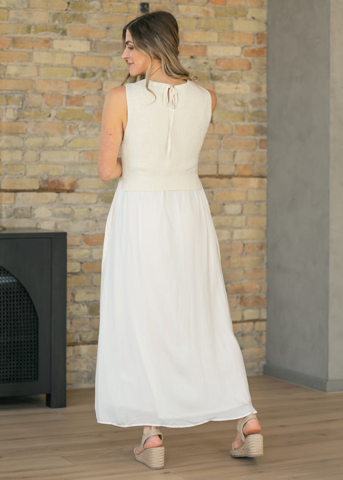 LIVERPOOL® Cream Sleeveless Tie Back Sweater Maxi Dress FF Dresses
