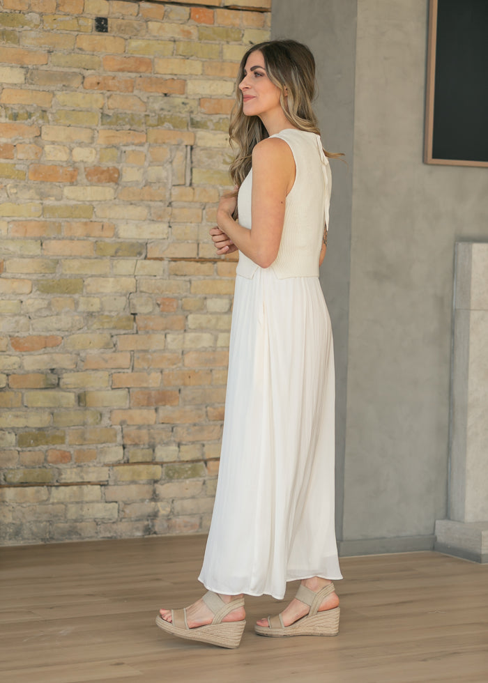 LIVERPOOL® Cream Sleeveless Tie Back Sweater Maxi Dress FF Dresses