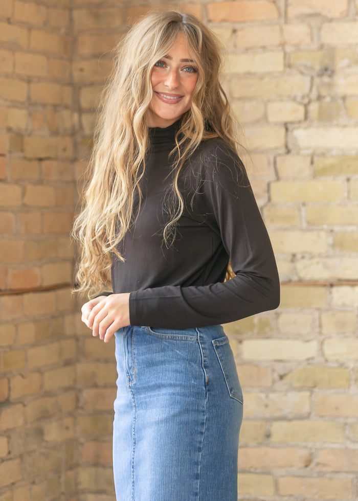 LIVERPOOL® Java Long Sleeve Mock Neck Knit Top FF Tops