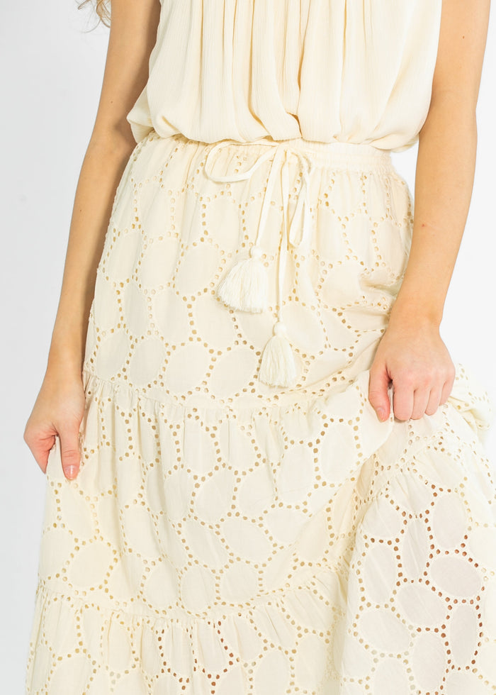 Liverpool Los Angeles® Tiered Woven Maxi Skirt FF Skirts