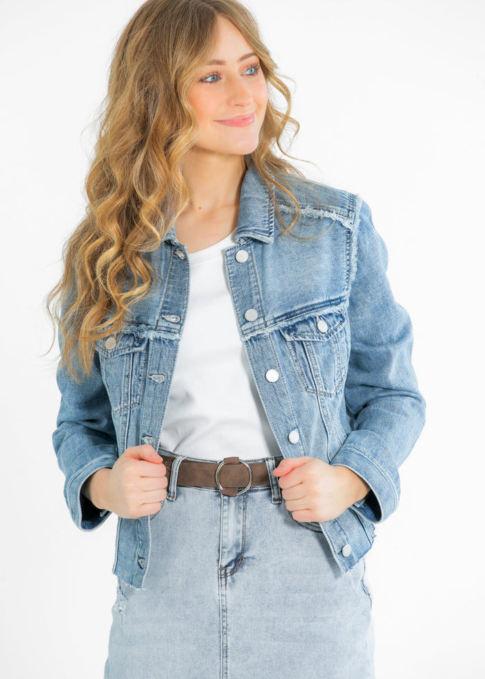 Liverpool® Multi Fray Trucker Denim Jacket FF Tops