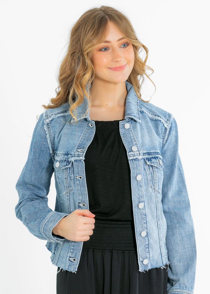 Liverpool® Multi Fray Trucker Denim Jacket FF Tops