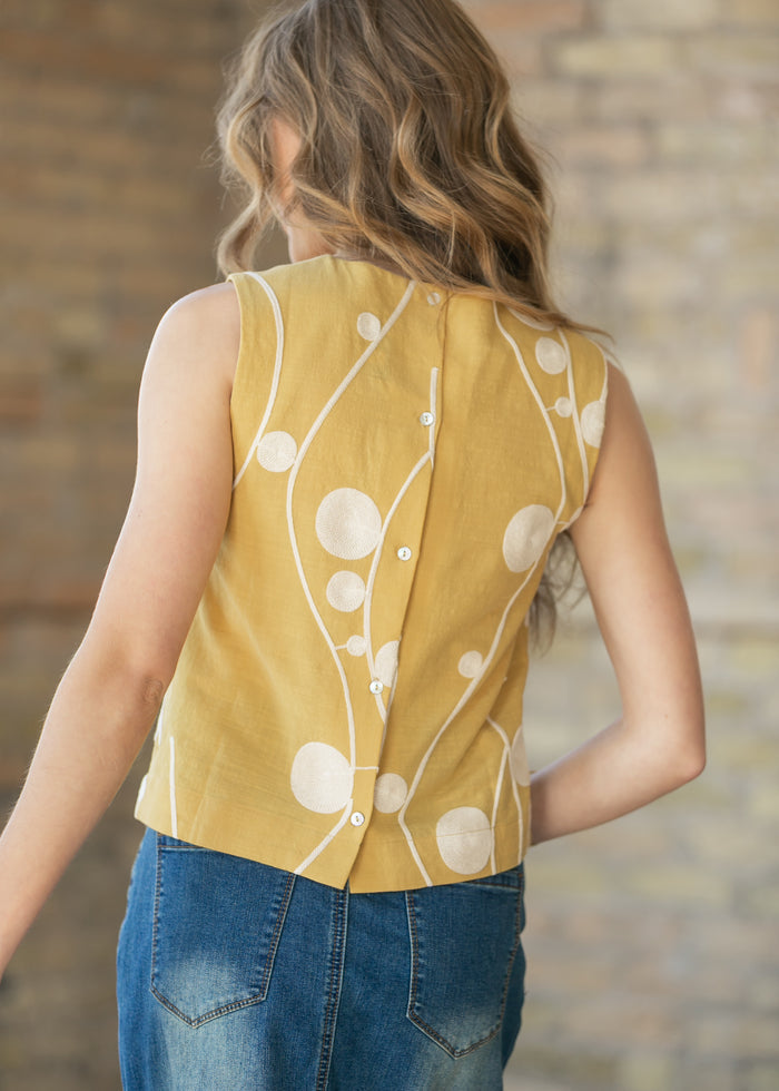 LIVERPOOL® Sleeveless Button Back Woven Top - FINAL SALE FF Tops