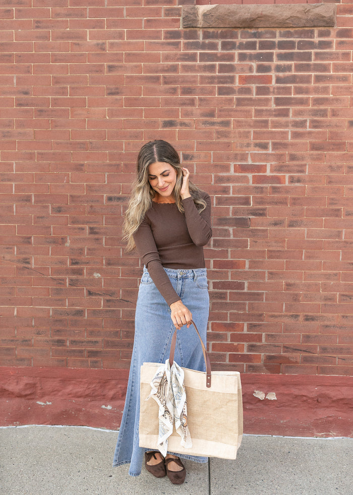 Lola Ribbed Top with Lace Trim IC Tops