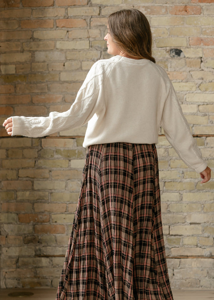 Long Sleeve Cozy Cable Knit Sweater FF Tops