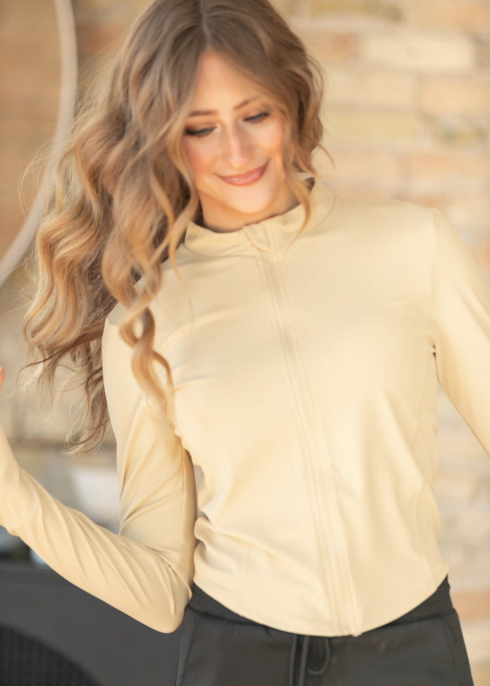 Yellow Long Sleeve Workout Jacket FF Layering Essentials