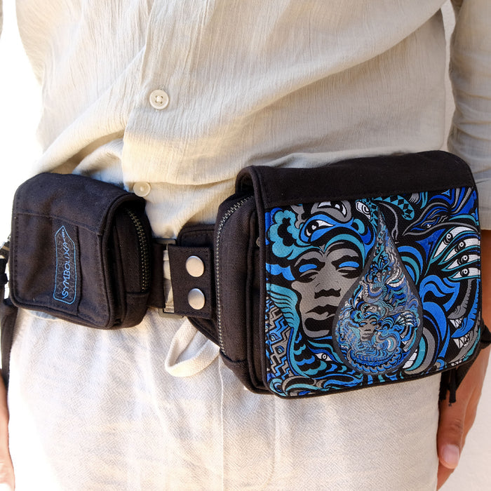 LSD Drop Belt Bag — Jimi Hendrix Tessellation Art Fanny Pack - Detail Close-Up by Symbolika