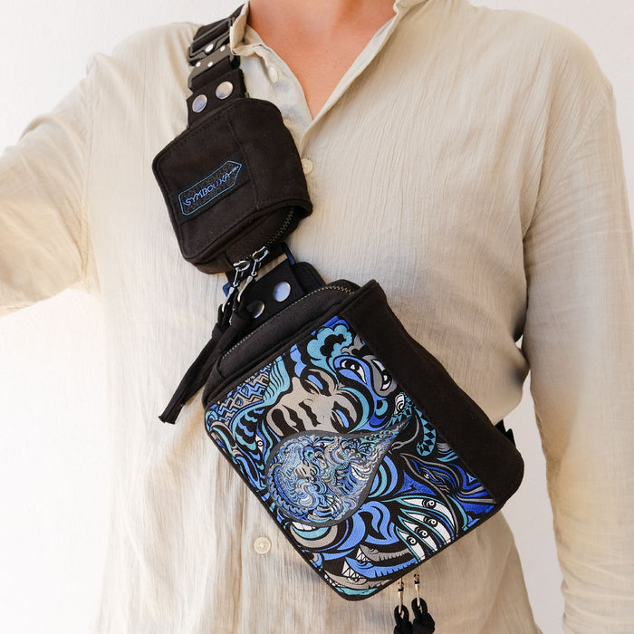 LSD Drop Belt Bag — Jimi Hendrix Tessellation Art Fanny Pack - Back View by Symbolika