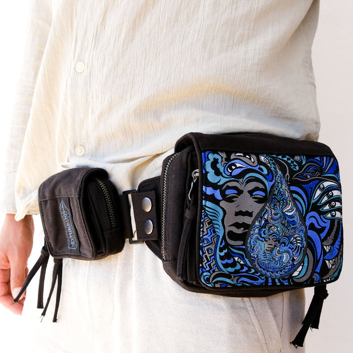LSD Drop Belt Bag — Jimi Hendrix Tessellation Art Psychedelic Art Print on Black T-Shirt by Symbolika