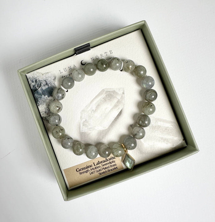 Luna Norte - You're A Gem Charm Stretch Bracelet - Labradorite