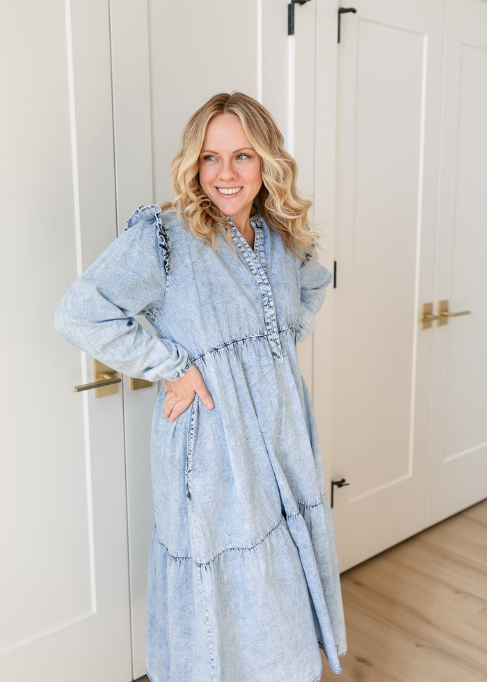 Mackayla Denim Tiered Dress IC Dresses