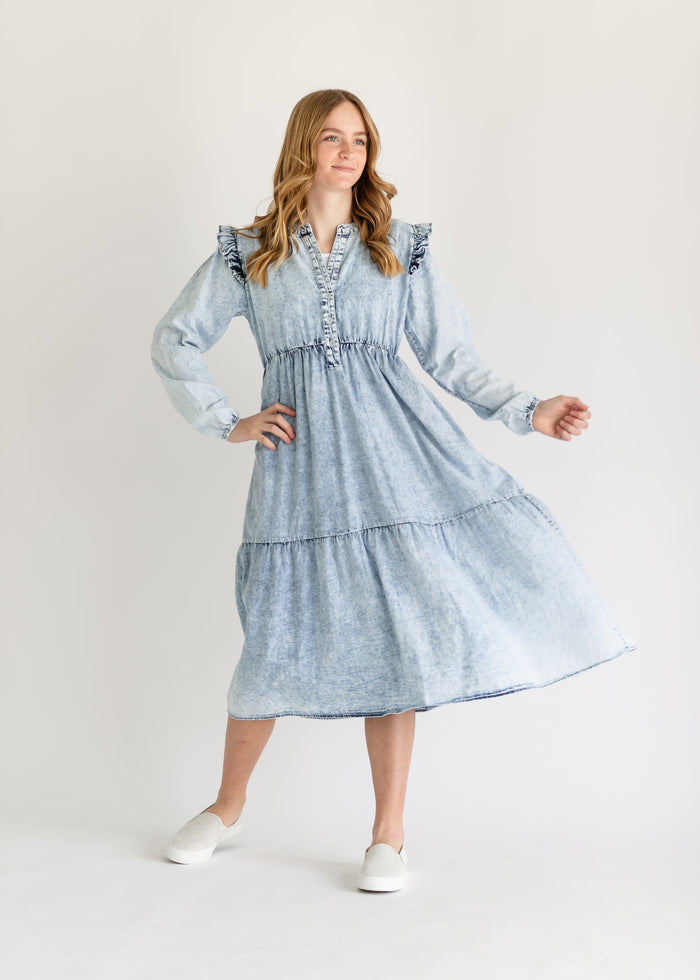 Mackayla Denim Tiered Dress IC Dresses