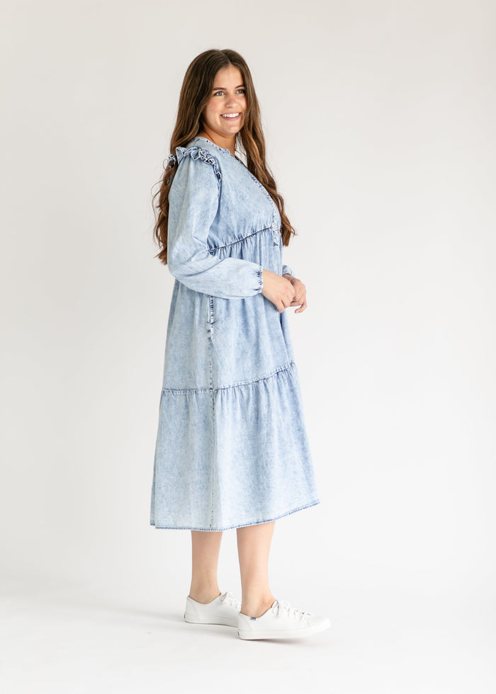 Mackayla Denim Tiered Dress IC Dresses