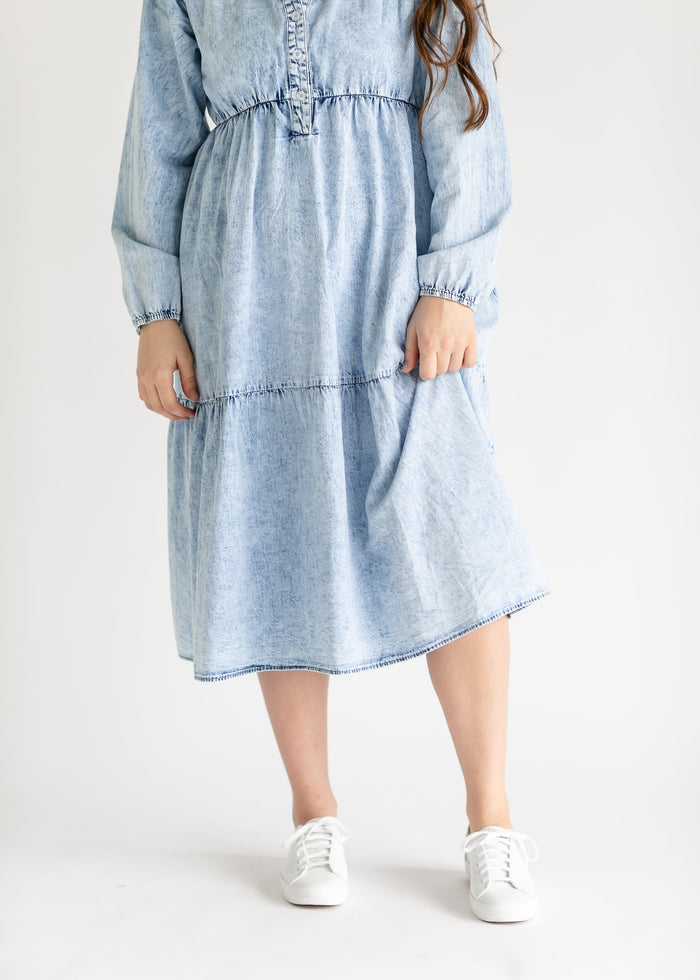Mackayla Denim Tiered Dress IC Dresses