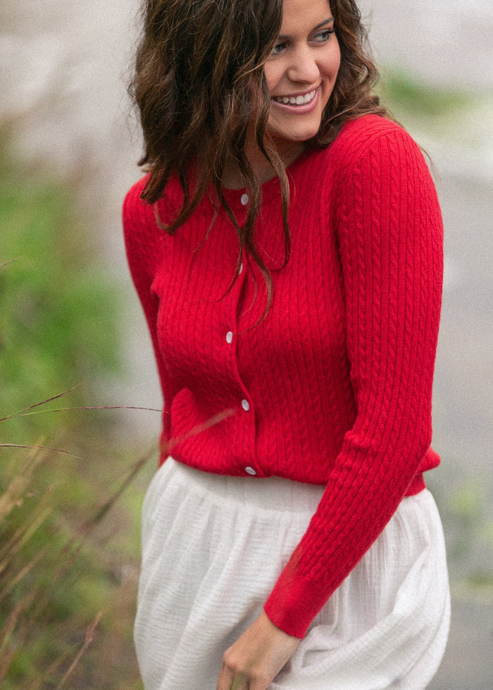 Mason Red Button Up Cardigan FF Layering Essentials