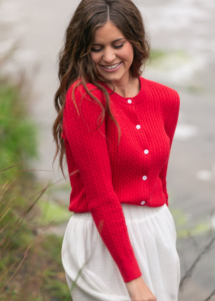Mason Red Button Up Cardigan FF Layering Essentials