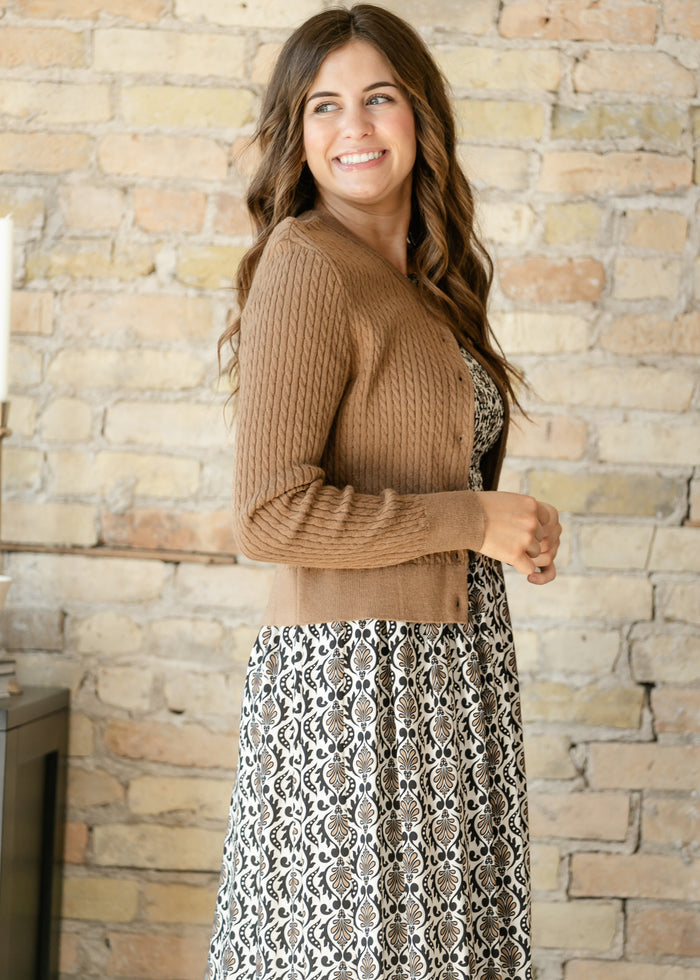 Mason Soft Chocolate Cable Knit Button Up Cardigan IC Layering Essentials
