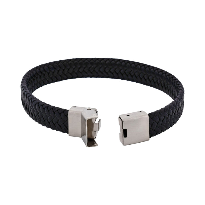 Matt Stainless steel with Black cord bracelet