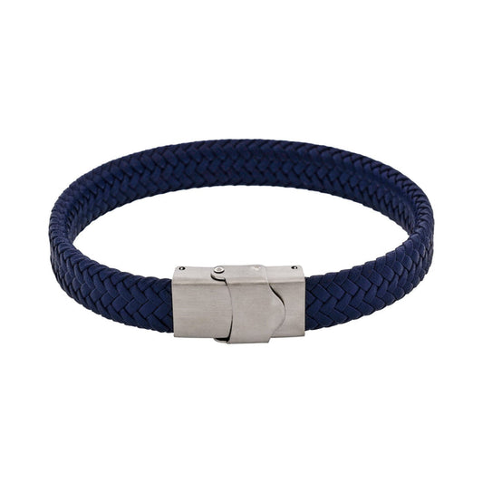 Matt Stainless steel with Dark Blue cord bracelet