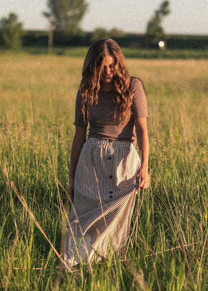 Preorder McKenna Gingham Maxi Skirt FF Skirts