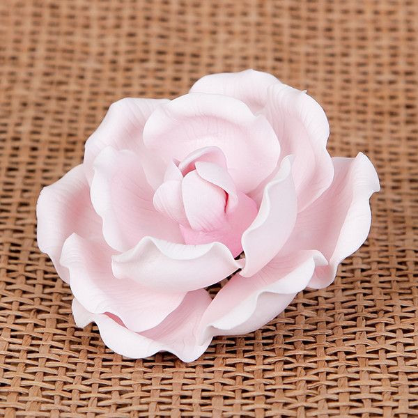 Medium Pink Full Bloom Gum paste rose cake topper and cake decoration perfect for cake decorating a rolled fondant wedding cake or rolled fondant birthday cake.  Wholesale cake decoration supplies.