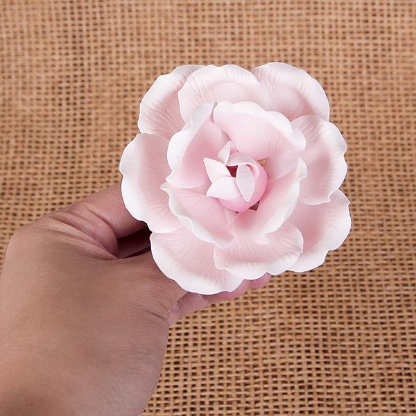 Medium Pink Full Bloom Gum paste rose cake topper and cake decoration perfect for cake decorating a rolled fondant wedding cake or rolled fondant birthday cake.  Wholesale cake decoration supplies.