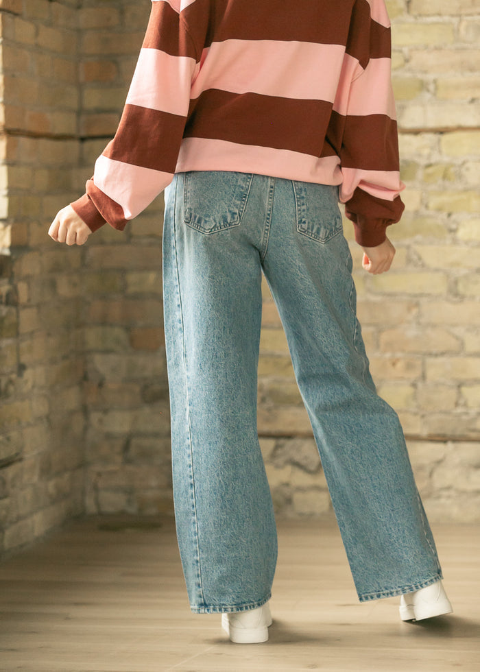 Medium Wash Barrel Jeans FF Pants