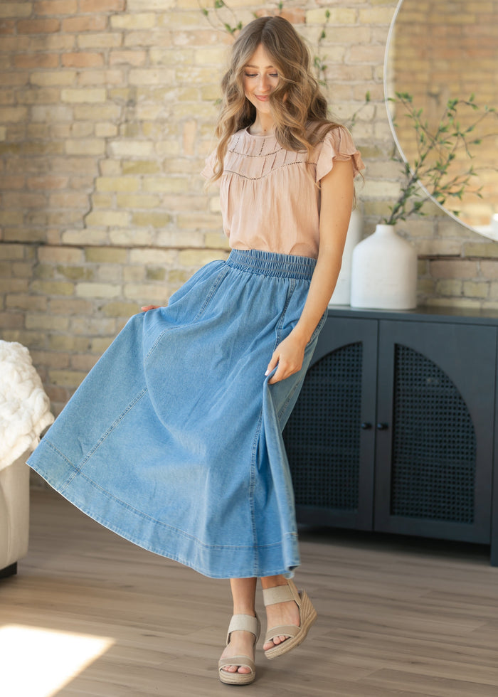 Denim A-Line Maxi Skirt IC Skirts