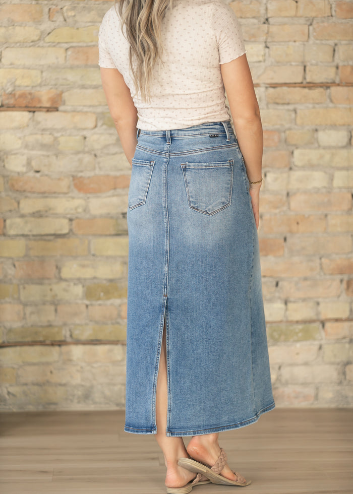 Medium Wash High Rise Maxi Skirt FF Skirts