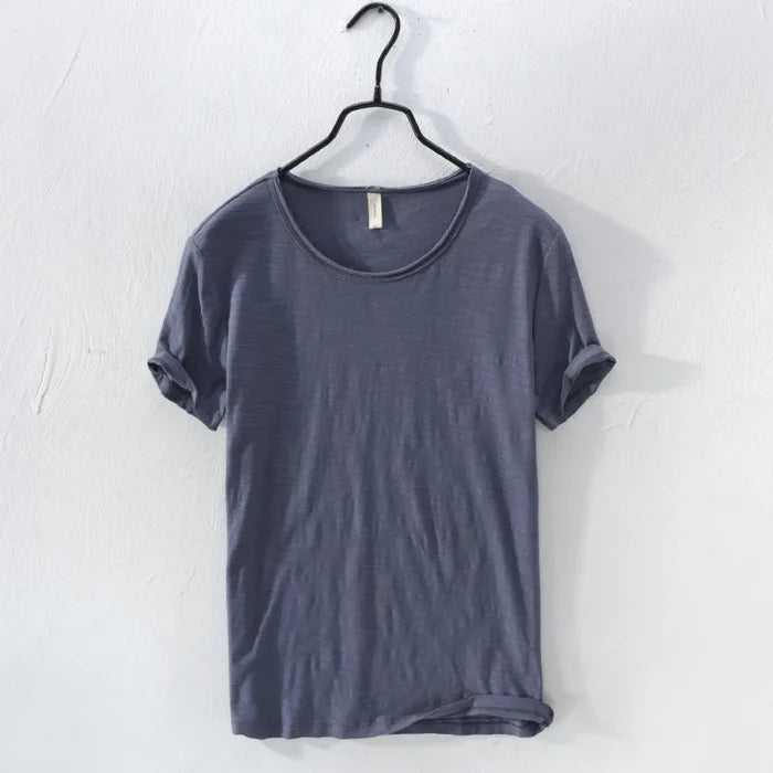 Mens Lightweight Breathable Slim-fit O-Neck Casual T-shirt Dark Gray