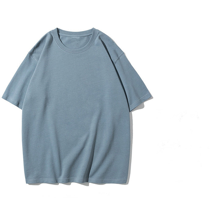 Mens Oversized Short Sleeve Solid Color T-shirt Blue