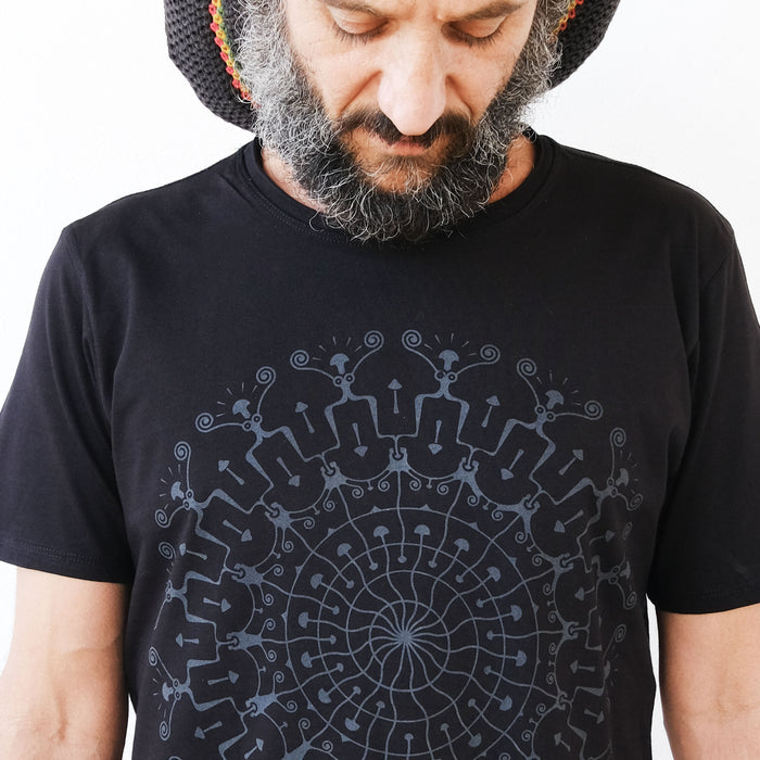 Men's Psychedelic Mushroom Mandala T-Shirt - Glow In Dark - symbolika